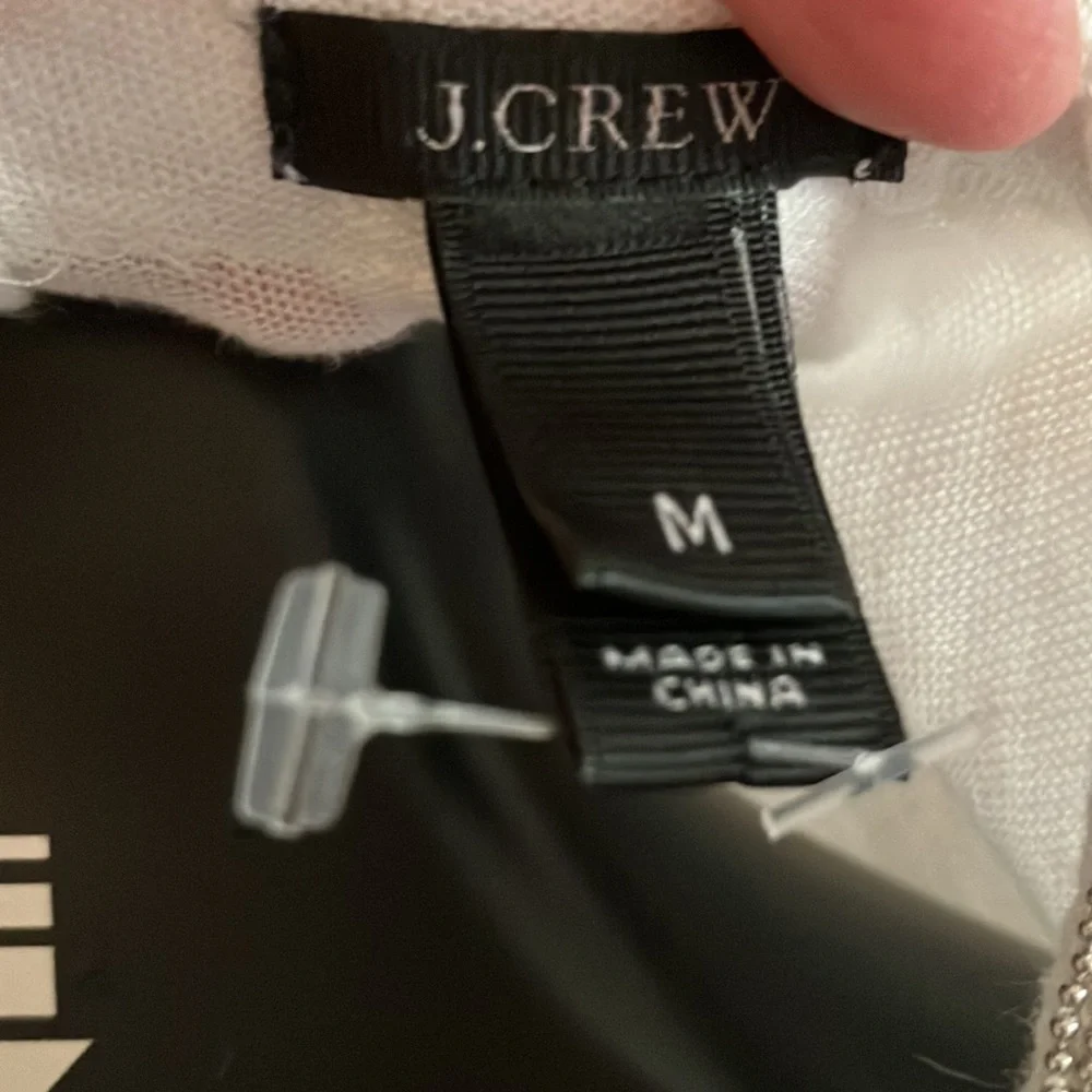 J Crew NWOT M short sleeve tee eggshell white with silver trim